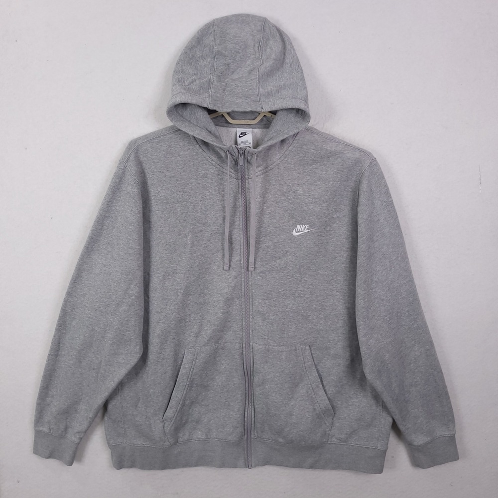 Nike Full Zip Hoodie Mens 3XL Tall Grey BV2645-063 Club Fleece Sweatshirt